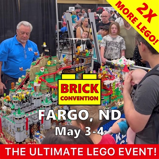 Massive LEGO Expo is returning to Fargo, ND with 2X more LEGO displays! Tickets are selling out fast at www.brickconvention.com/fargo Fun for LEGO Fans of All Ages! - LIFE-SIZE, MASSIVE LEGO DISPLAYS, now totaling OVER 100 LEGO CREATIONS at our event🏟️ - NEW, HUGE LEGO STAR WARS DISPLAYS - LEGO MOSAIC BUILD STATIONS - NEW LEGO ARTISTS FOR 2025 - NEW VENDORS SELLING EXCLUSIVE ITEMS, RETIRED LEGO SETS, THOUSANDS OF LEGO MINIFIGS, & MORE | BRICK CONVENTION