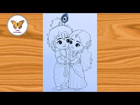 Radha Krishna drawing easy and simple| beautiful radha and krishna| chitra