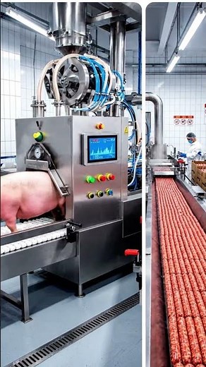 AI Pork Sausage Production Line 🐖🌭🤖 | Machinica AI #shortvideo