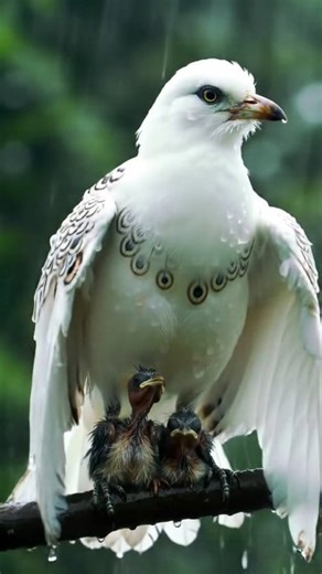 Mother bird Sheltering Her Chicks from the Rain #nature #mother #birds #parrot | Modou Trawally