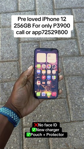 Sleek Speed. Everyday Power. Built to Impress. ready for everything from work to play. Pre loved iPhone 12 256GB(Midnight) Comes with Accessories FREE Screen Protector FREE Pouch New Battery: Battery Health 100% | Face ID Not Functioning ,6.1-inch Super Retina XDR OLED Display with sharp contrast and vivid colors. Powered by the fast A14 Bionic chip for smooth multitasking, gaming, and everyday tasks. Dual 12MP Camera System with Night Mode, Deep Fusion, and 4K Dolby Vision recording for pro-lev