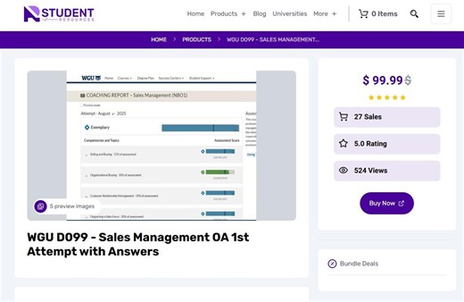 WGU D099 - Sales Management OA 1st Attempt With Answers - Etsy