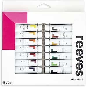 Reeves Paint Set of 18, 10ml tubes, Gouache - 8693355