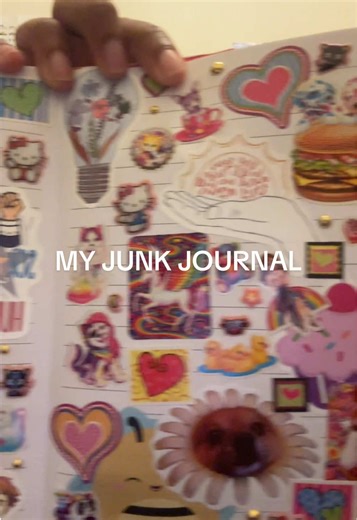 exposure therapy part 11: sticker dump!! my fav sticker on this spread is the lisa frank one with the bunny in the mug #exposuretherapy #junkjournal #journalideas #lisafrank #junkjournalideas