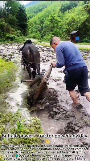 Traditional spring plowing with water buffalo 🌾