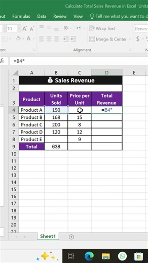 💰 Sales Revenue Calculation in Excel | Easy Formula Tutorial for Beginners