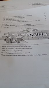 Identify one trade policy mentioned in the above cartoon.Name ... | Filo