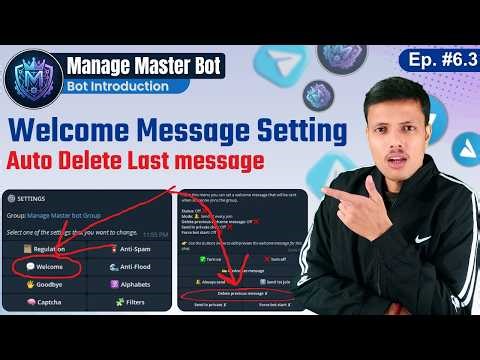 🔵 Ep 6.3 || How to Remove Last Welcome Message in Telegram Group | Delete Previous Welcome Message