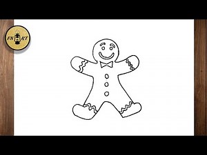 How to draw a gingerbread man christmas step by step