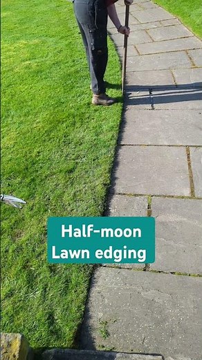 Using a half-moon for edging the pathways. #garden #gardeningtools #lawncare #grass #halfmoon #work