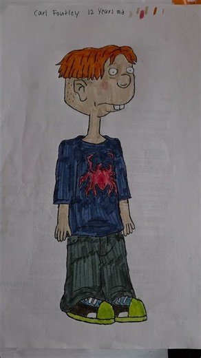 My as told by Ginger second time drawing: Preteen and teen Carl Foutley.😀😉😄👨🏼‍🦰🧑🏼‍🦰🎧🥁🎸🔎🔦📚🖌🖍🔑🔫