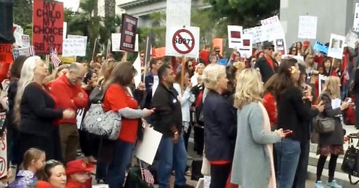 Crowd protests California's mandatory vaccination bill