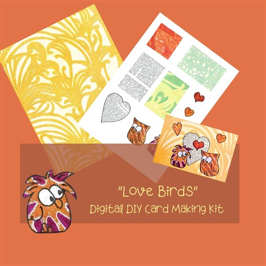 Digital DIY Card Making Kit: Love Birds Craft for All Ages - Etsy