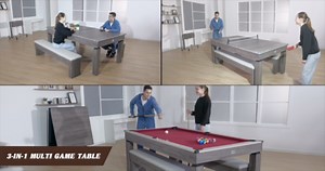 Barrington Prescott 7 ft. Pool Table, 3-in-1 Dining Top and Table Tennis with Game Accessories and Rolling Storage Caddy BL084Y24006