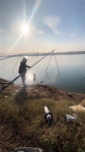 The 35-meter cannon fishing Pole is in place; let's start fishing! #fishing#fishingequipment#angler