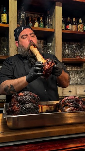 Giant Smoked Beef Bone Challenge 🤯 | Juicy BBQ Meat #shorts