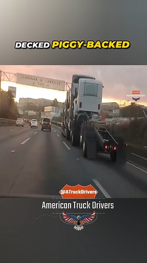 Piggyback Style: Semi-Trucks Stacked for Transport This is how multiple semi-trucks are delivered — decked or piggybacked on each other. It's a common method used by manufacturers to move new trucks efficiently across long distances. #AmericanTruckDrivers #truckdriver #trucking #CDL #Dashcam #TruckDriversLife #18Wheeler #piggybacktrucks #trucktransport #deckedrigs | American Truck Drivers