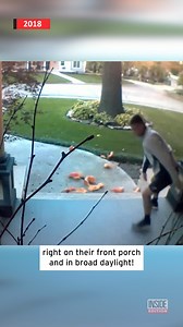 In 2018, a mean-spirited Kansas suspect smashed a family's Halloween pumpkin display right on their front porch in broad daylight. | Inside Edition