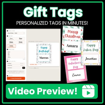 Personalized Gift Tag Maker | Digital Name Tag Generator | 26 Seasonal & Holiday