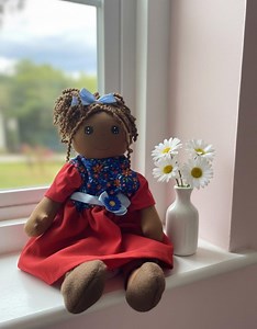 Handmade African American Doll – 20” Premium Rag Doll W/ Curly Brown Hair & Stylish Red Dress | Black Doll Gift, Baby Shower, Nursery Decor - Etsy