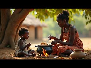 African Village Woman Cooking Chicken & Ugali | Teaching Daughter Under the Mango Tree