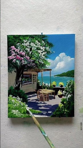 Amazing Flower Field Landscape Painting Acrylic Art Tutorial 🎨