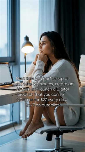 Maria Whale • Content • Funnels • AI on Instagram: "Next time you can’t sleep… Don’t doom-scroll. Build something that can pay for your insomnia. Open your laptop. Give yourself 45 minutes. Create one simple digital product with AI. Then let a funnel sell it while you sleep. Not someday. Not when you “feel ready”. Now. Because one product sold for $27 2,000 times is not a fantasy. It’s $54,000 from one decision you made at night instead of spiralling. Here’s what people actually create with AI: