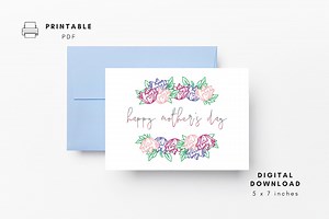 Muttertagskarte mit Pink & Lila Blumen (Digitaler Download) - Etsy.de