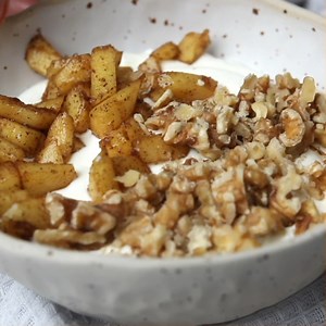 Start your day with a nutritious cinnamon apple yogurt bowl – a simple and healthy breakfast option that requires minimal effort. | All Nutritious
