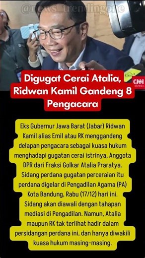 Digugat Cerai Atalia, Ridwan Kamil Gandeng 8 Pengacara#news #jawabarat #persib