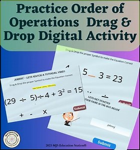 Practice Order of Operations - Digital Activity w/ Drag & Drop & PDF form