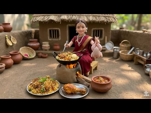 🔥 Tiny Indian Village Cooking | Miniature Chicken Biryani with Doll Girl & Chulha 🔥🍗