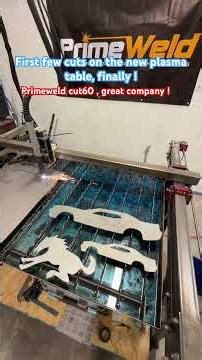 Primeweld Cut60 on Langmuir Crossfire Pro plasma cnc table in action, cutting sheet metal shapes