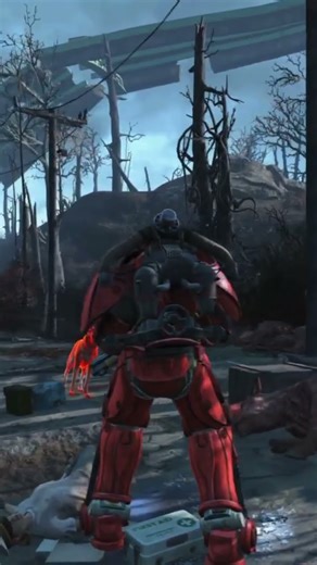 “Patrolling the Mojave…” — FO4 Mojave Crash Site - Red X-02 Power Armor idle cam spin