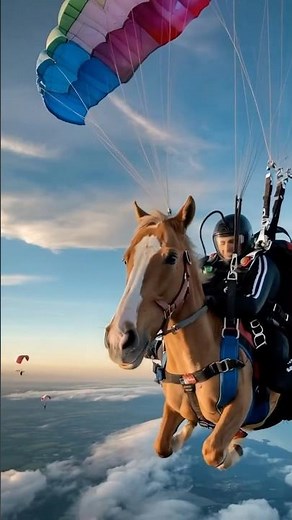Skydiving Horse! Unreal Freefall Adventure with Parachute 🪂 #animalrescue