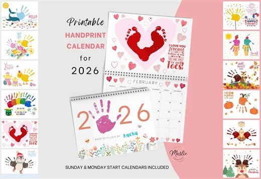 DIY Handprint Calendar 2026: Fun Printable Kids Art & Gift Idea - Etsy