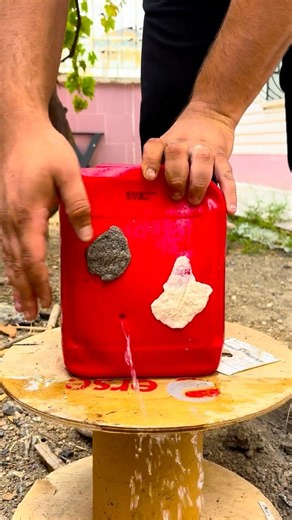 The guy shows SURVIVAL SKILLS: I patched a hole in a jerry can in the garden. 💦