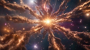 Download AI generated a star cluster opens up a window to the boundless beauty of the cosmos, showcasing its mesmerizing celestial objects and intricate formations, A supernova explosion in a distant galaxy for free