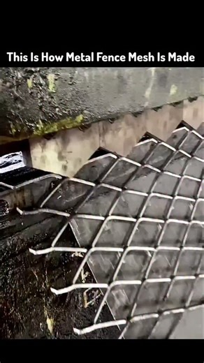 upside down on Instagram: "This video shows the fascinating process of making expanded metal mesh, a material commonly used for fencing, industrial safety barriers, ventilation panels, and construction reinforcement. Instead of weaving wires together, the machine takes a solid steel sheet and uses a powerful cutting-and-stretching mechanism to create diamond-shaped openings in a single continuous piece of metal. The top blades slice precise staggered cuts into the sheet, and as the sheet moves f