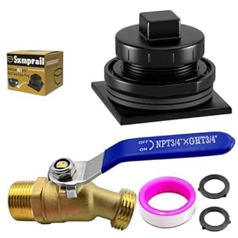 Stock Tank Drain Plug Kit Include 1-1/4" x 3/4" Pipe Reducer Hex Bushing & 3/4" x 3/4" Brass Faucet Fit for rubbermaid Commercial 50 70 100 150 300 Gallon Stock Tanks Five Years Free Replacement