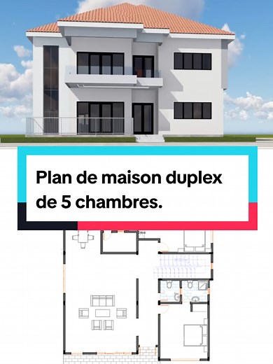 Plan de Maison Duplex de 5 Chambres