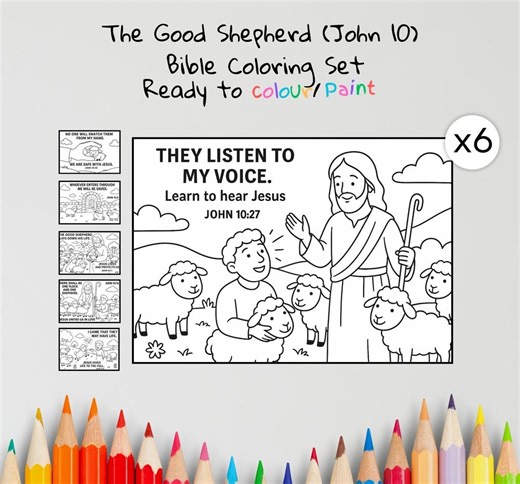 Good Shepherd Coloring Pages Craft | Kids Bible Craft | John 10 | Christian Coloring Sheets | Sunday School Lesson - Etsy