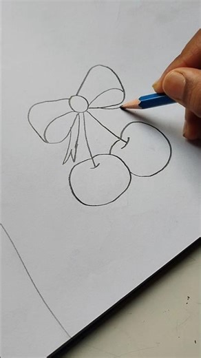 cherry drawing tutorial 🎀🍒 easy and simple drawing ideas 💡😉 #shorts #drawingtutorial #cherry