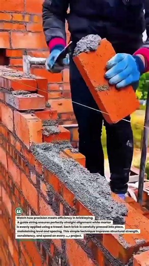 Perfect Brick Alignment Hack for Strong Walls 🧱 #Masonry #Construction #DIY