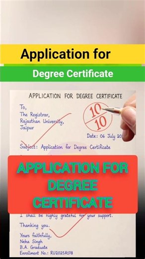 🔴 Application for Degree Certificate | Easy Letter Format #Shorts
