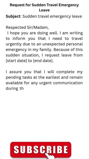 Travel Emergency Leave Application for Employee | Simple & Professional Leave Letter Format