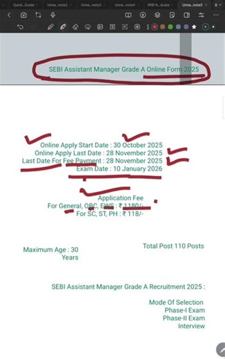 SEBI Assistant Manager Grade A Vacancy Complete Notification 2025