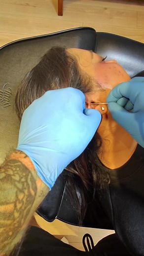 Double daith piercing. One is fresh one is healed ❤️‍🔥 #piercing #piercings #piercingvideo #daithpiercing