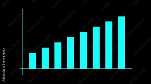 Animated Footage of Statistics Bars and Columns Growth. Depicting Finance and Business in Infographic Animation, with Bar Graph Going Up and Positive Increase Chart of Profit Concept. Alpha Channel