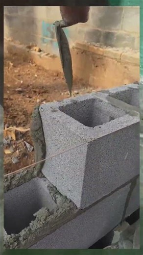 applying cement to the edge of ready-to-install bricks #shortvideo